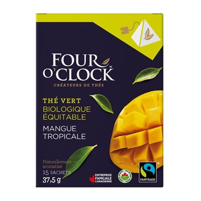 Four O'Clock thé vert mangue tropical bio / équit (15 / bte)